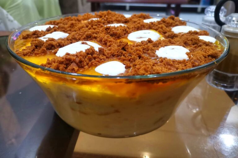Mango Custard Trifle with Biscuit Crumble and Cream (My Easy No-Bake Summer Dessert)
