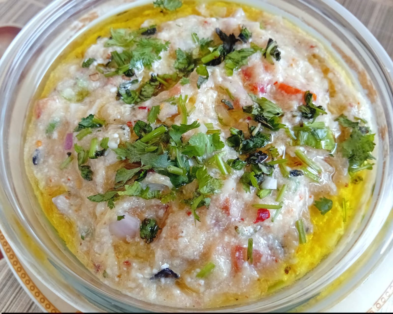Baingan Bharta with Dahi (Smoky Roasted Eggplant in Yogurt with Garlic Tarka)