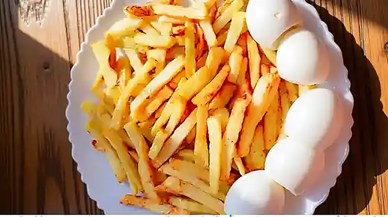 Homemade Crispy Fries with Boiled Eggs (My Winter Evening Snack Plate)
