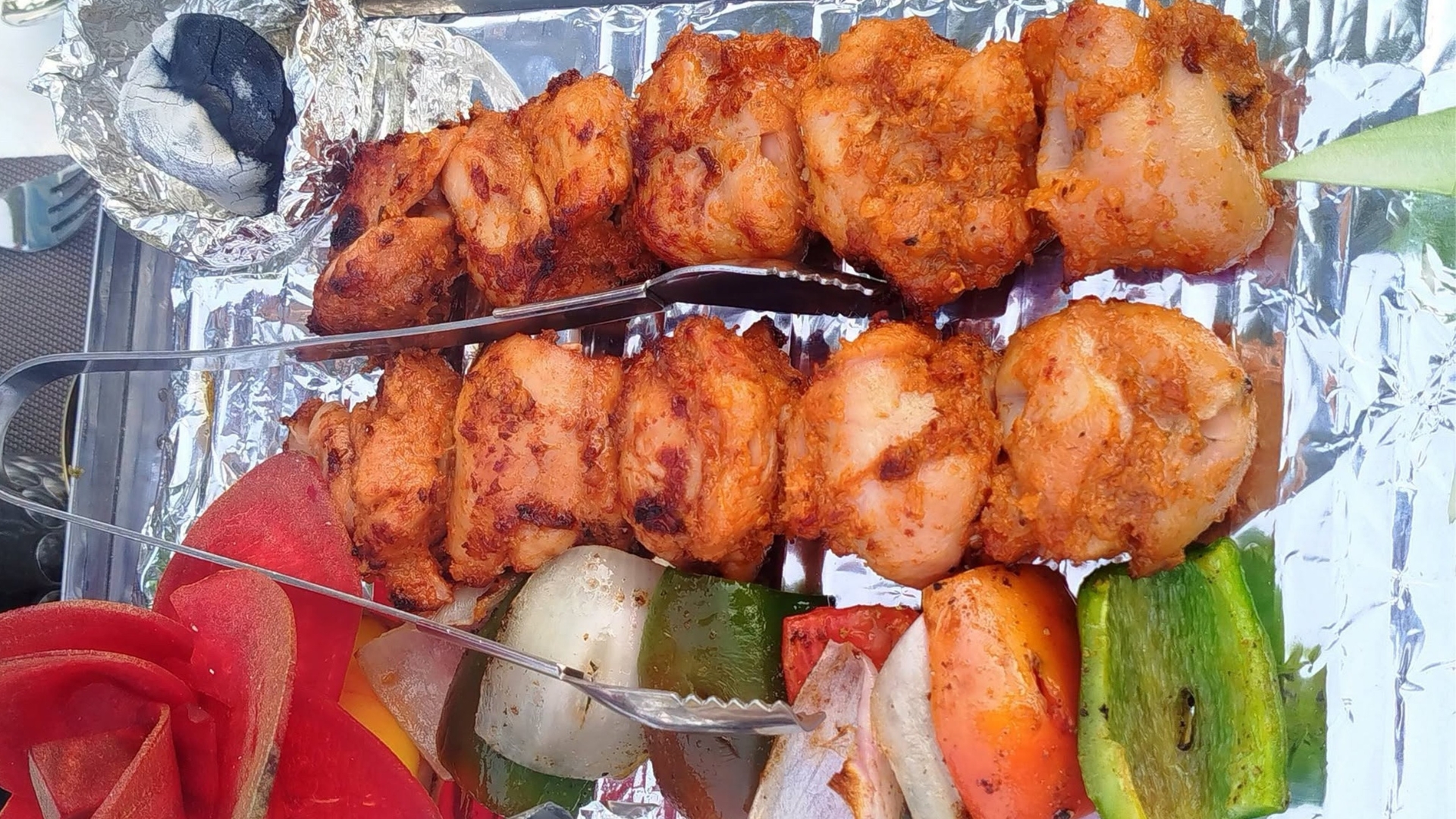 Smoky Chicken Tikka Skewers (Dhuandar Boti with Grilled Veggies)