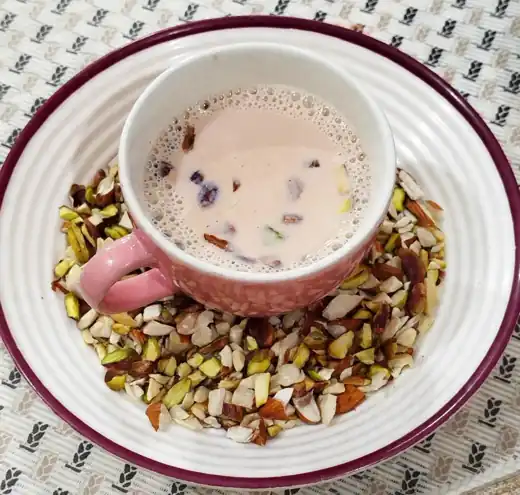 Pink Tea Recipe (Kashmiri Chai with Almonds and Pistachios)